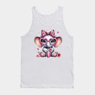 Valentine Elephant Drinking Ice Cream Tank Top